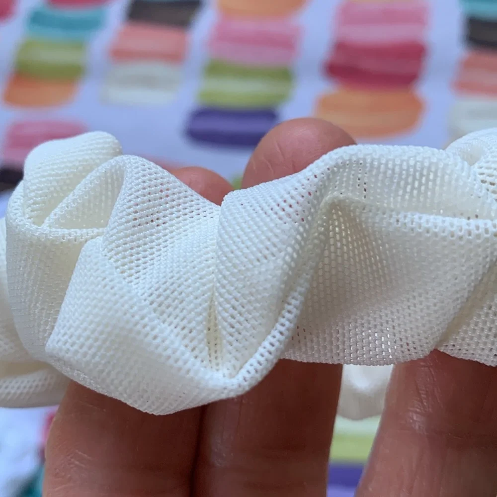 Lululemon Uplifting Scrunchie Almond Creamy Off-white Mesh NWT Hair tie